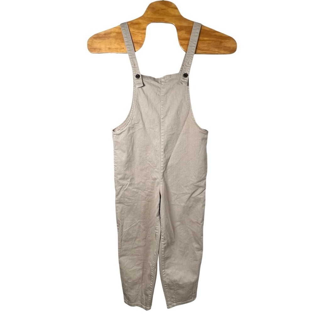 Tricot Womens Small Tan khaki Cropped‎ Straight Leg Overalls Relaxed Fit Boho
